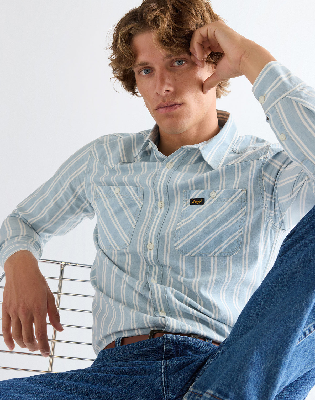 Chambray Shirt in Light Stripe