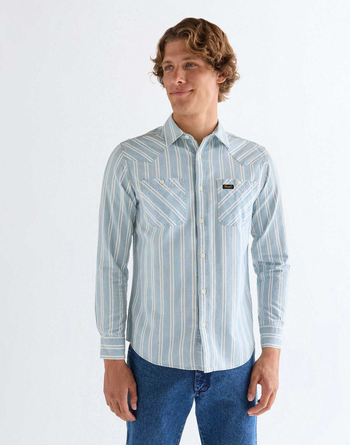 Chambray Shirt in Light Stripe