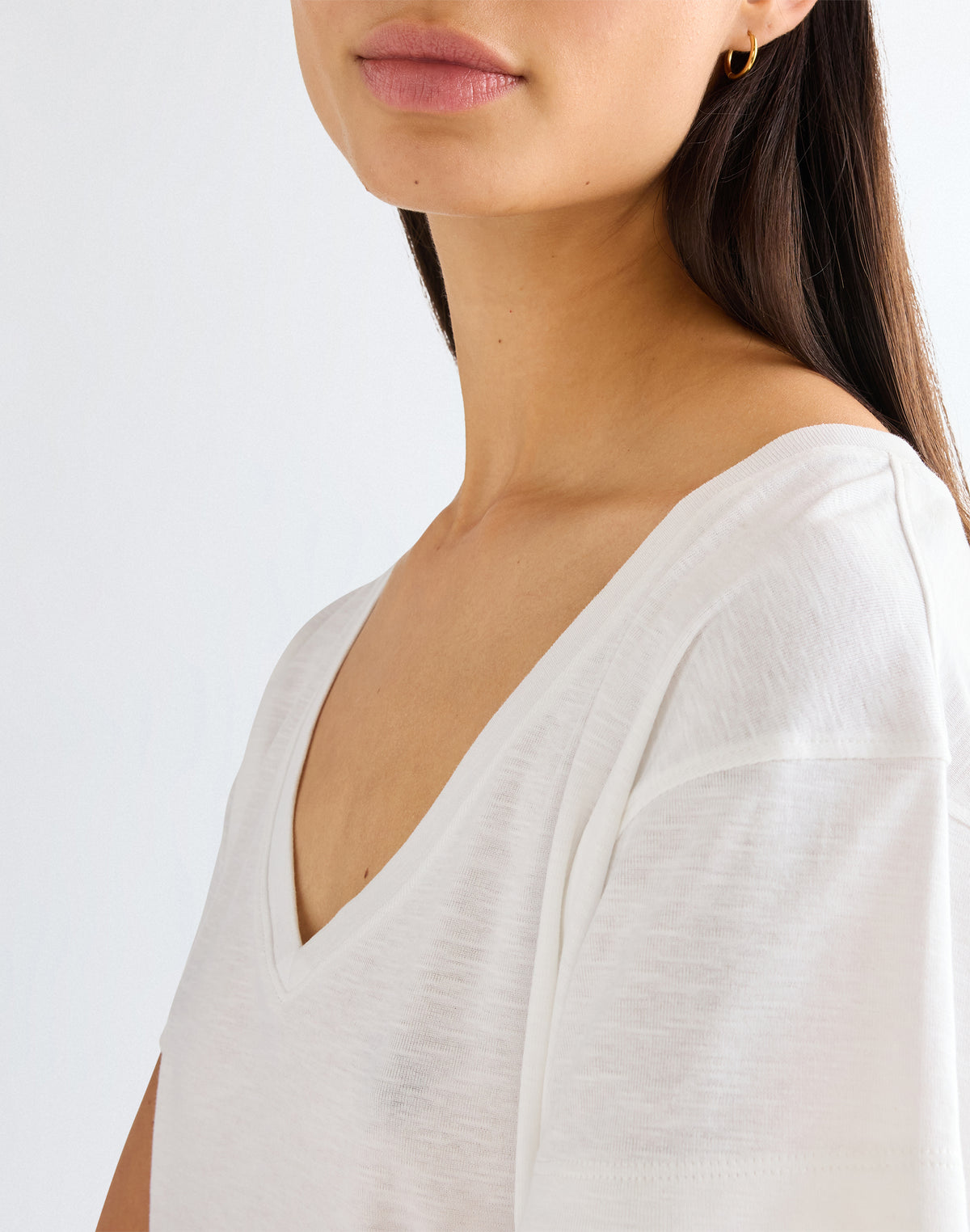 Easy V Neck in Bright White
