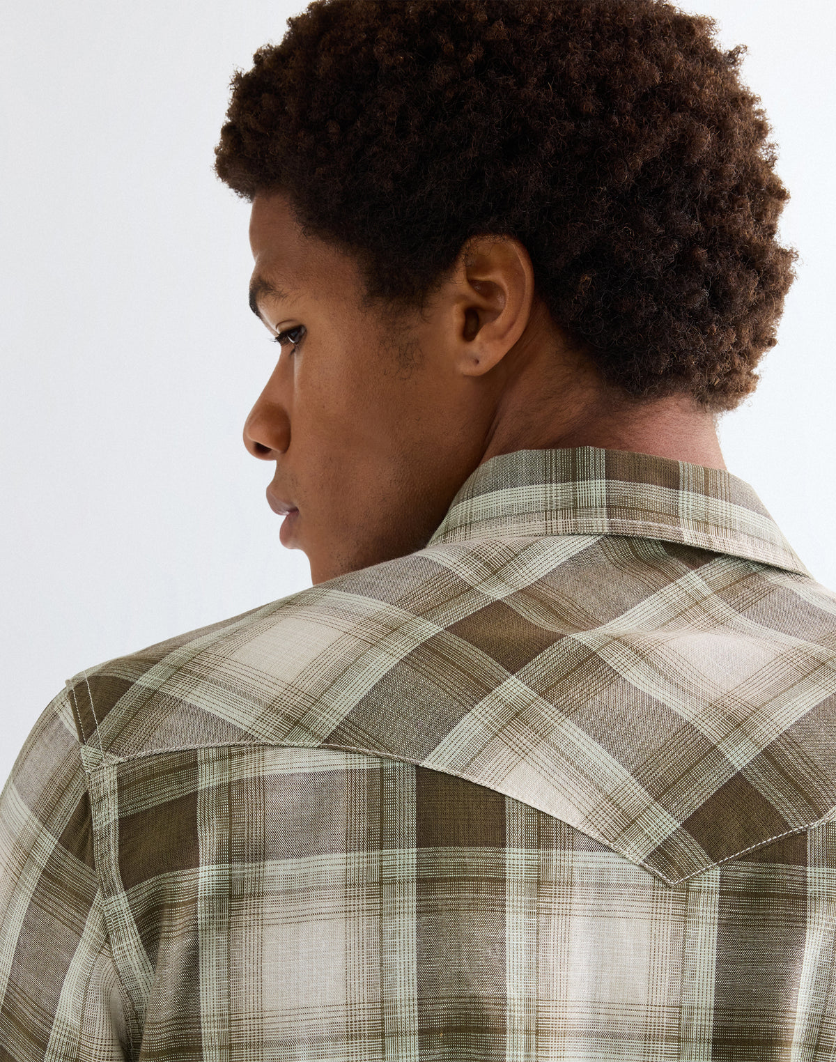 Western Shirt in Green Tan
