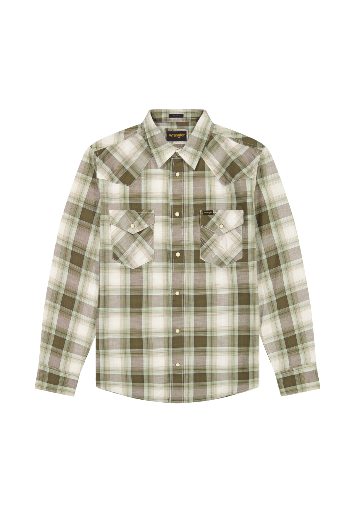 Western Shirt in Green Tan