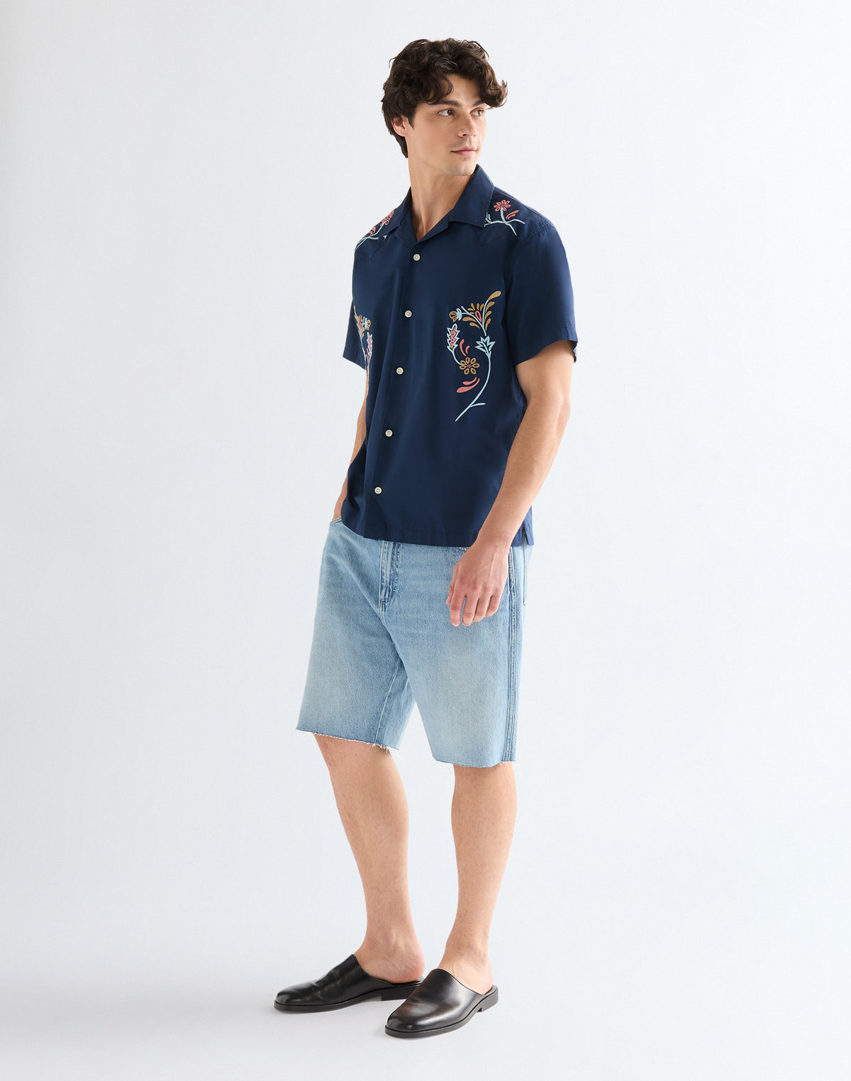 Shortsleeve W Resort Shirt in Navy Floral