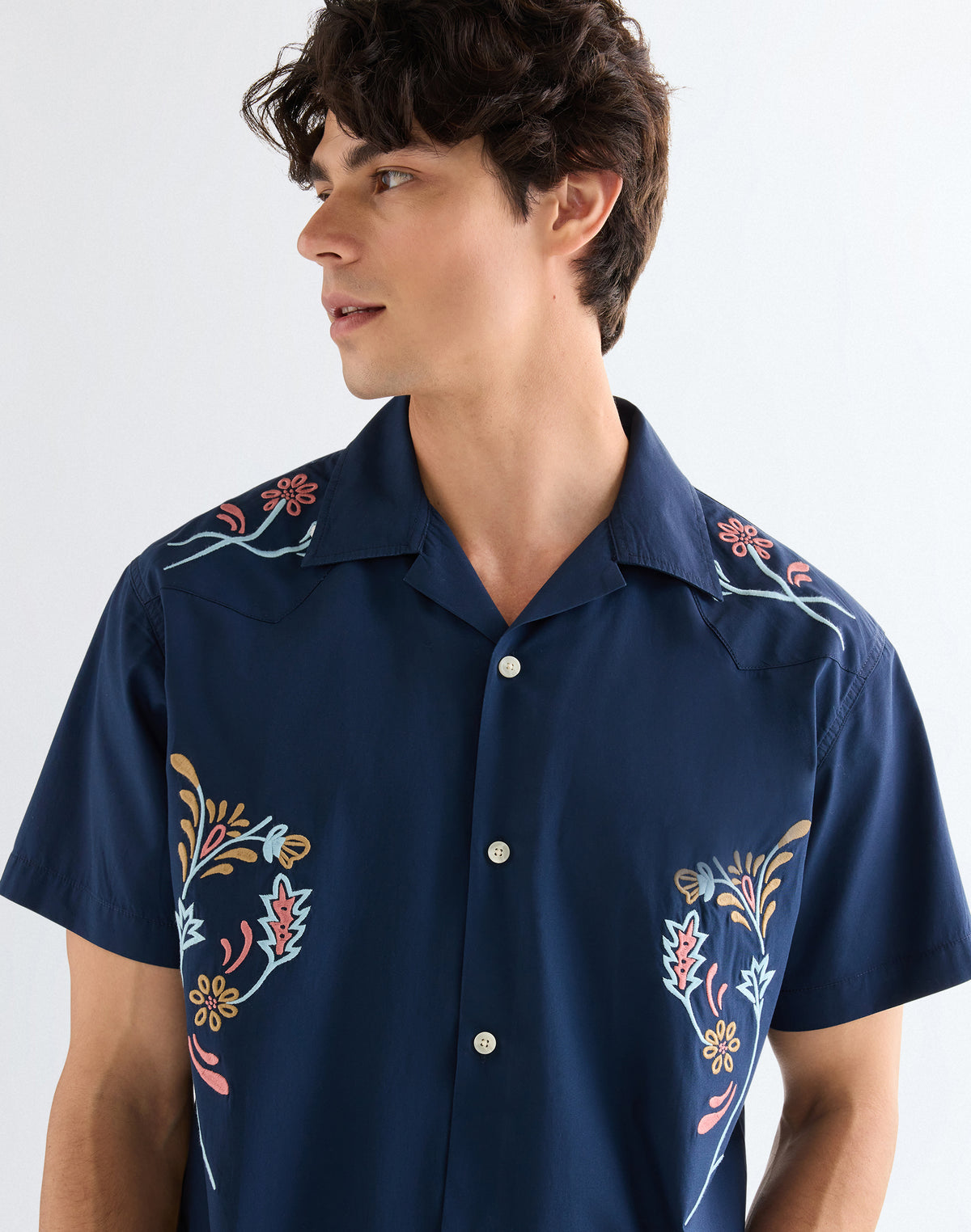 Shortsleeve W Resort Shirt in Navy Floral