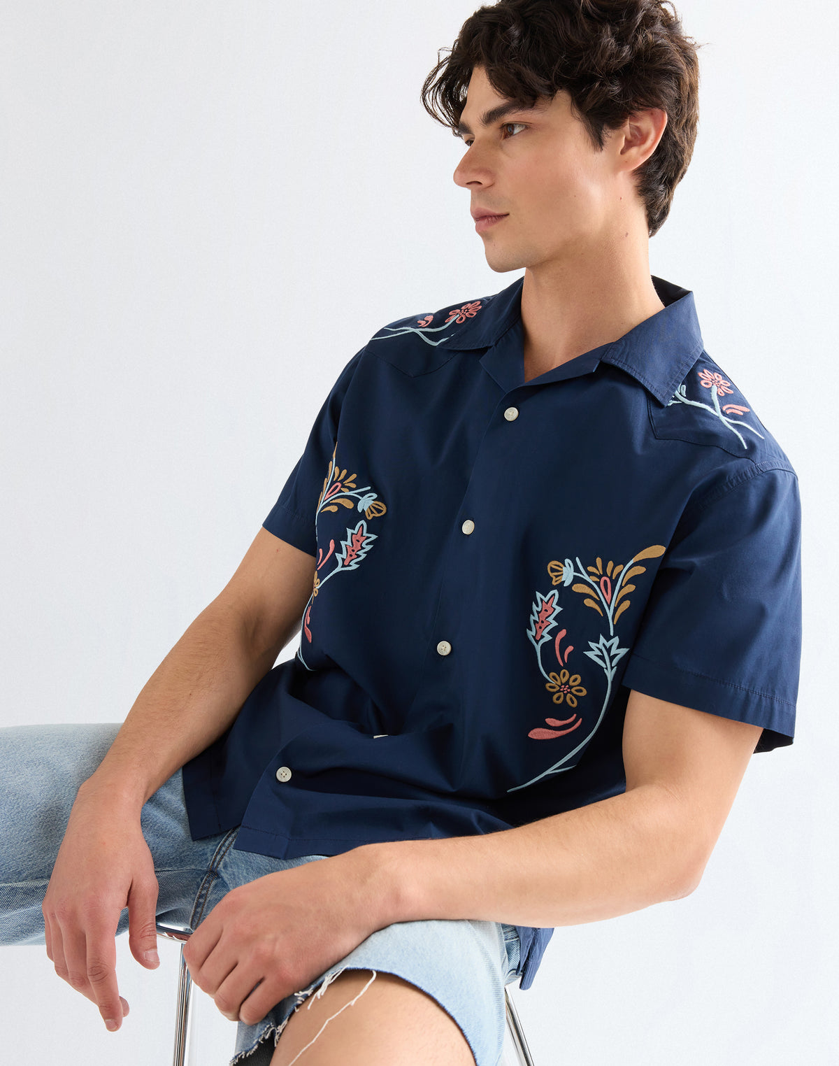 Shortsleeve W Resort Shirt in Navy Floral