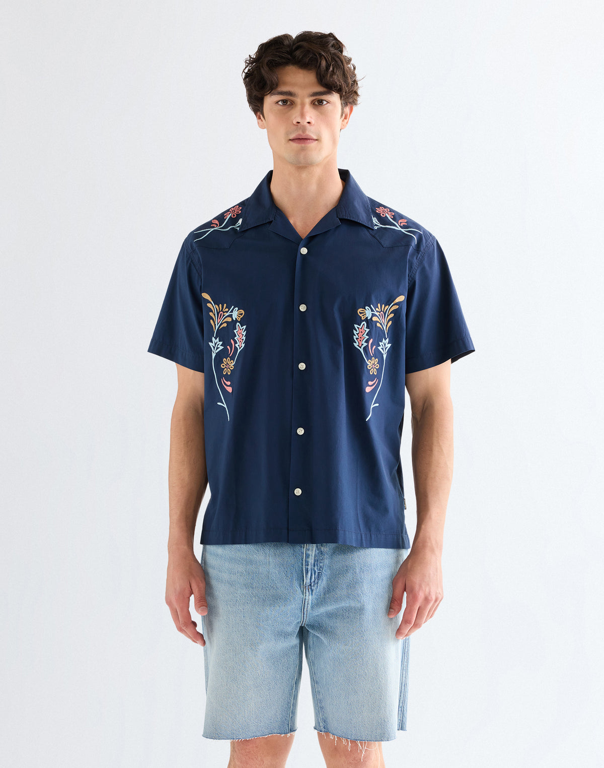 Shortsleeve W Resort Shirt in Navy Floral