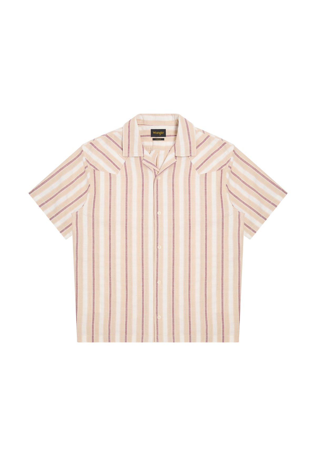 Shortsleeve W Resort Shirt in Tan Ruby Wine
