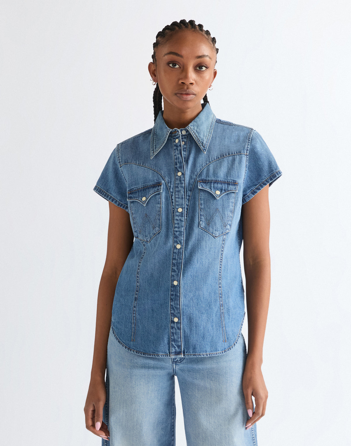 Shortsleeve Stylized Western in Hazy Horizon