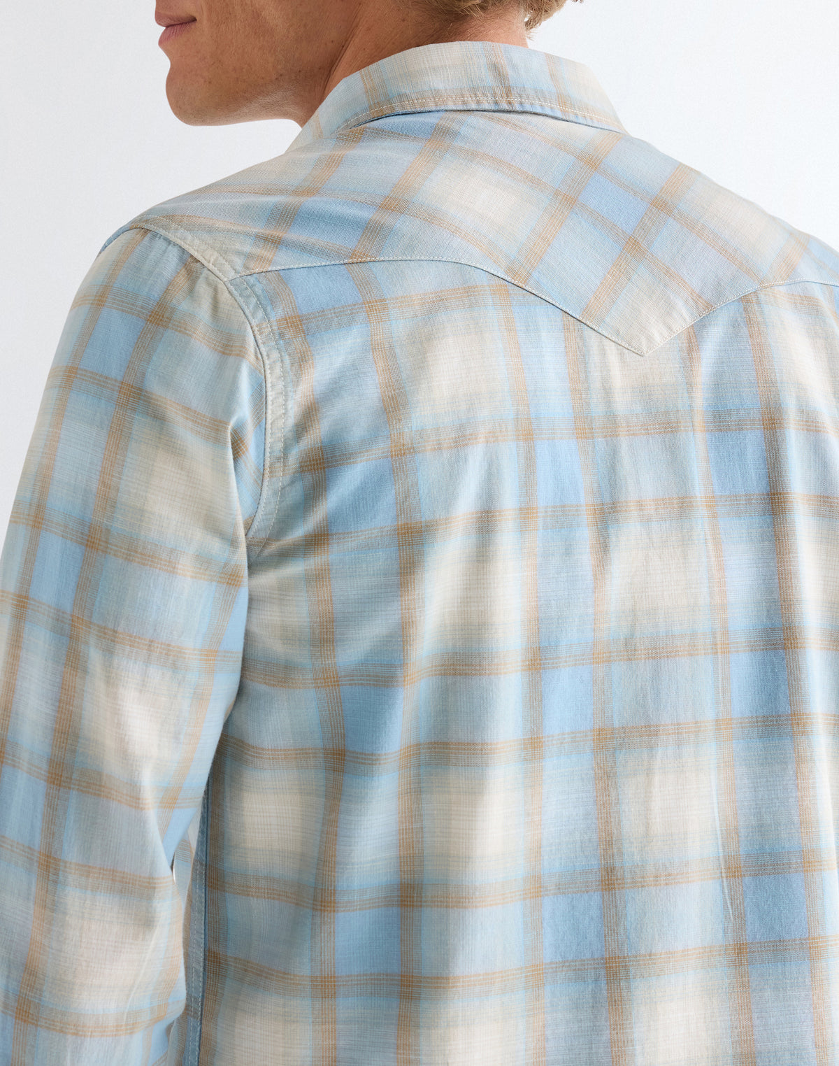 Western Shirt in Blue Tan