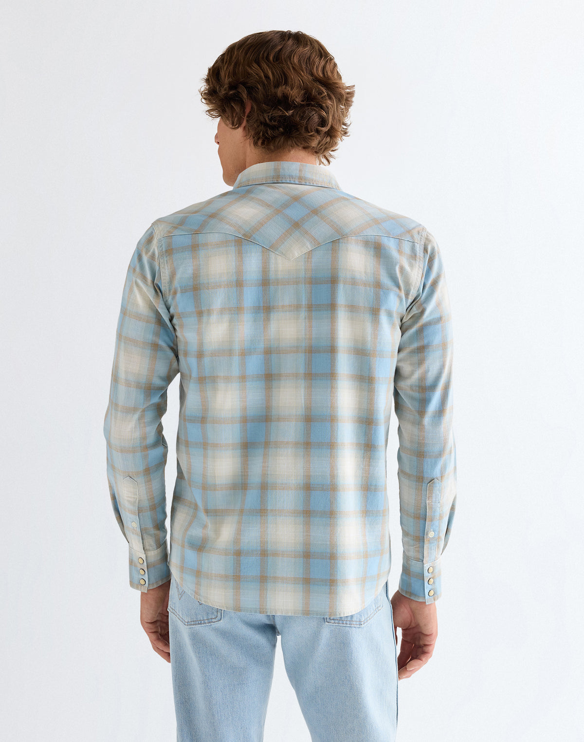 Western Shirt in Blue Tan