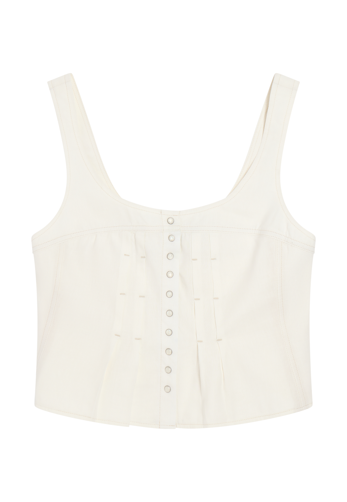 Pleated Corset Top in Worn White