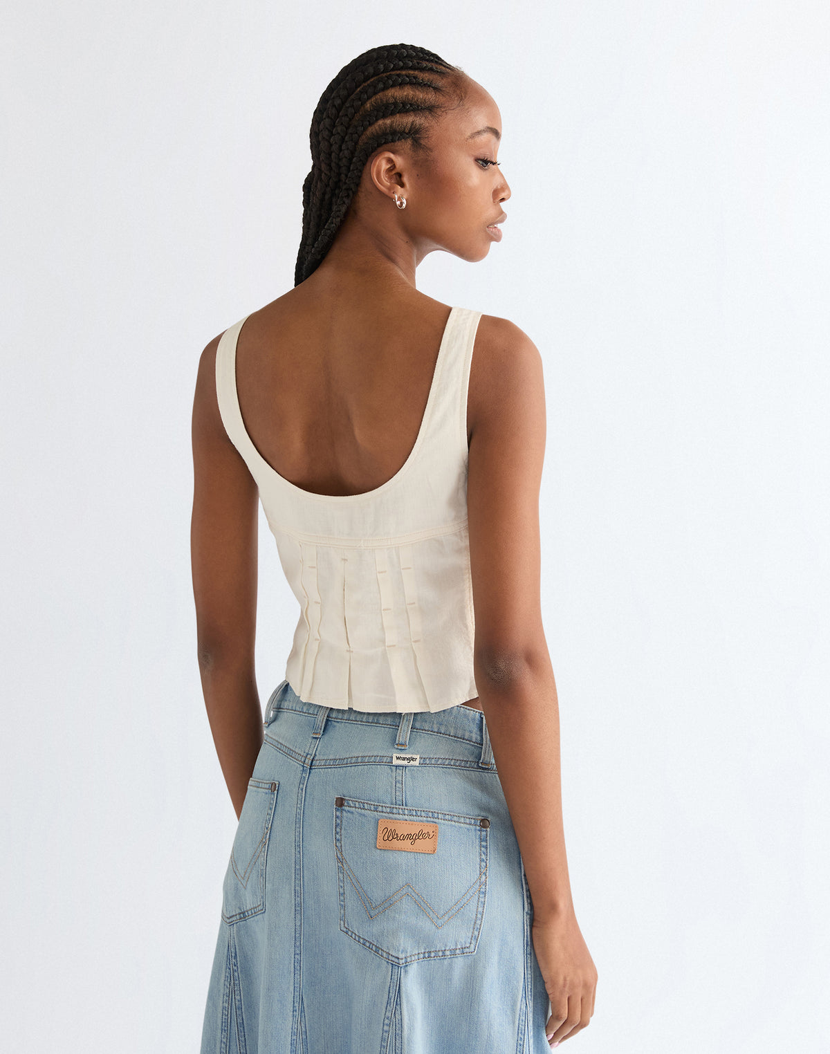 Pleated Corset Top in Worn White