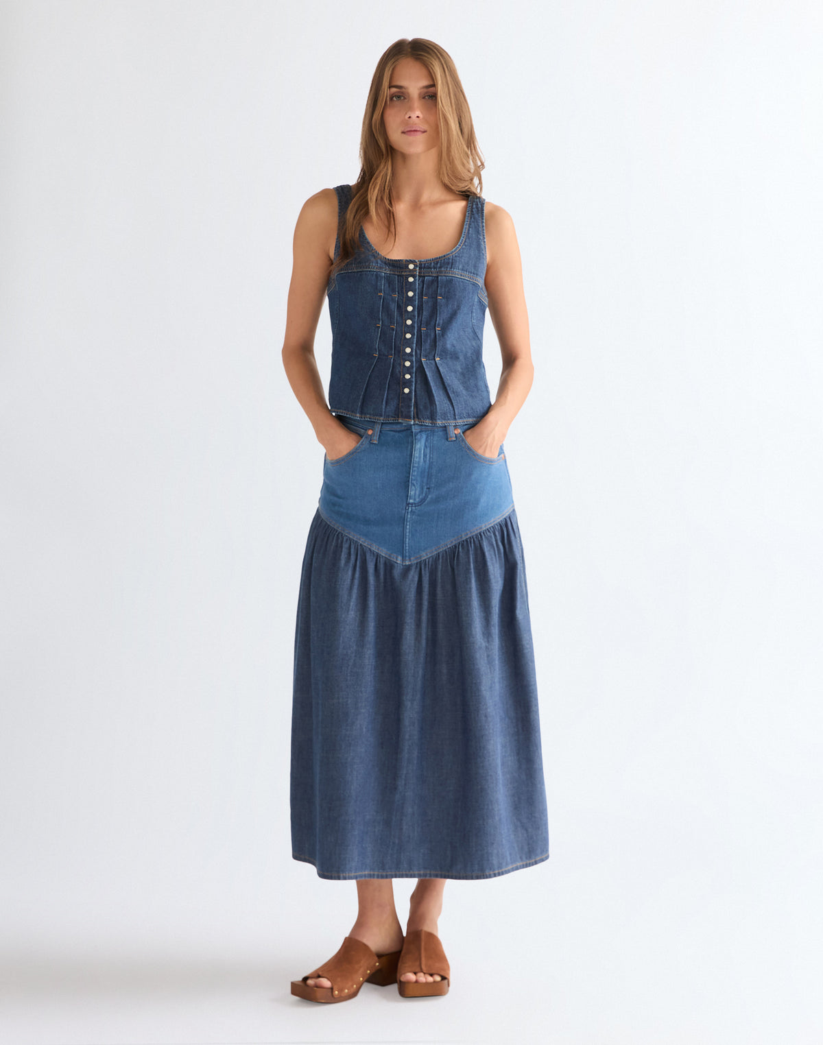 Pleated Corset Top in Lone Rider