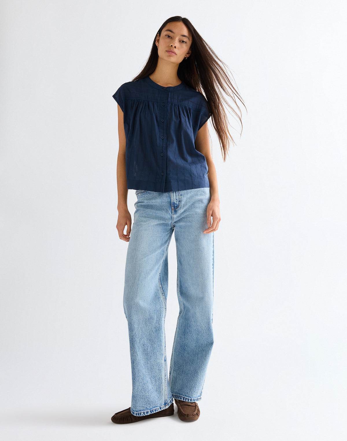 Drop Shoulder Shirt in Navy