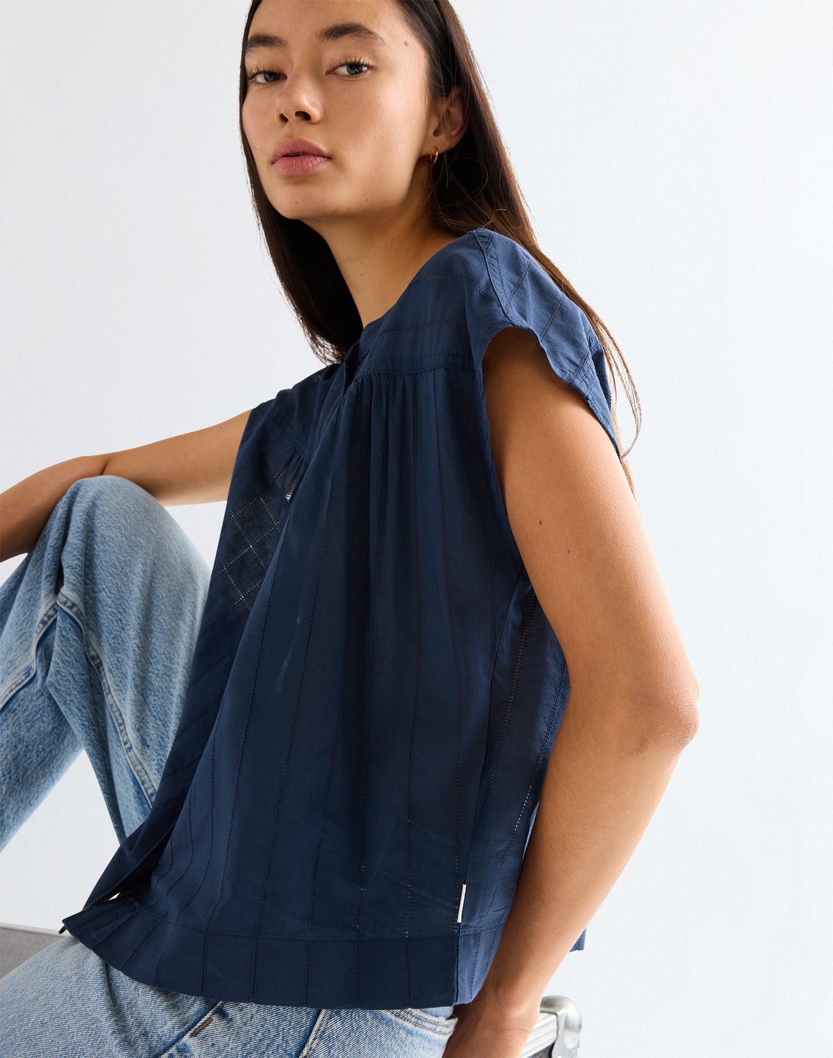Drop Shoulder Shirt in Navy