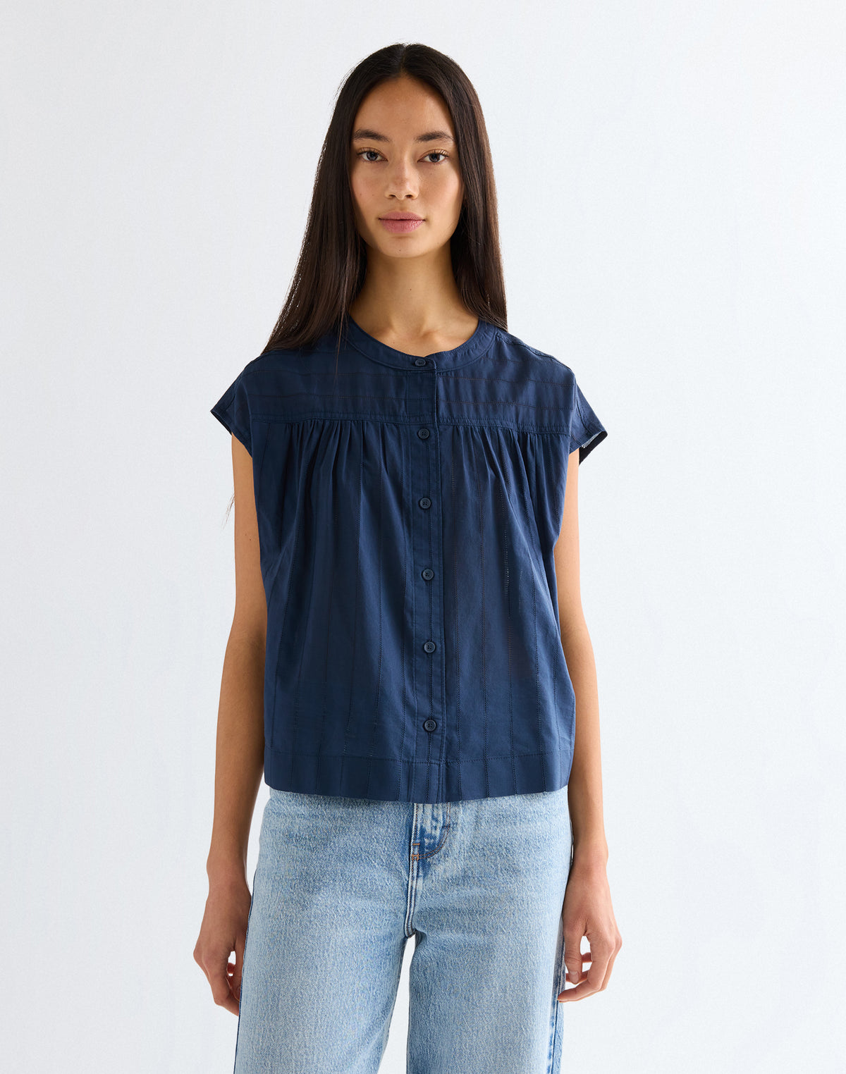 Drop Shoulder Shirt in Navy