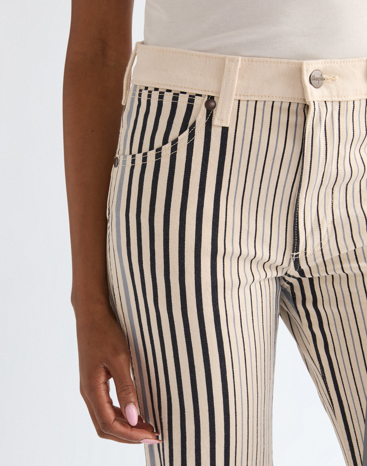 70S Flare in Multi Blue Stripe