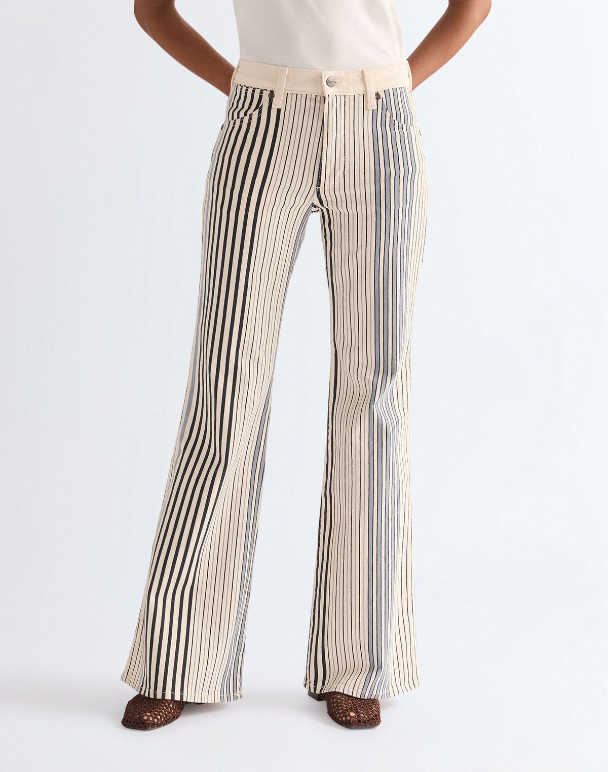 70S Flare in Multi Blue Stripe