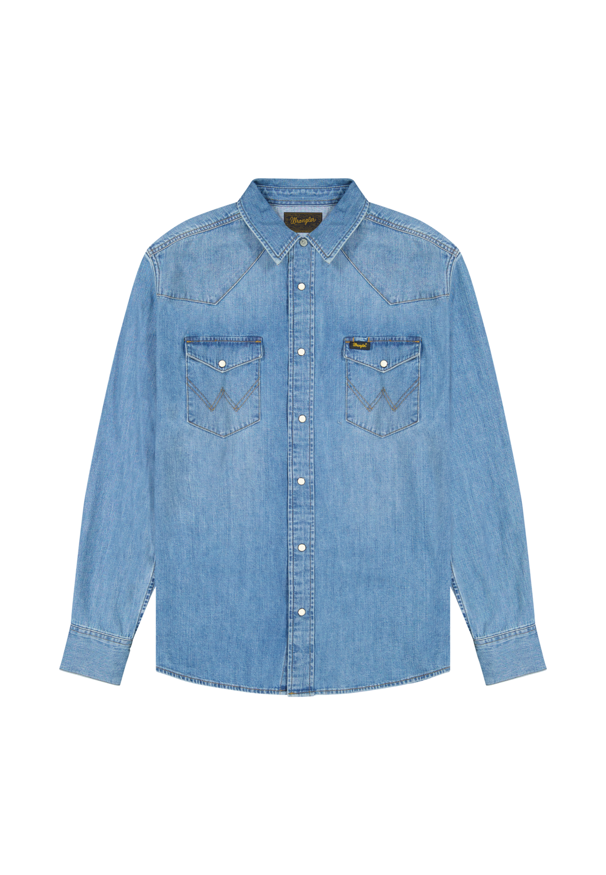 Western Shirt in Mid Light Wash