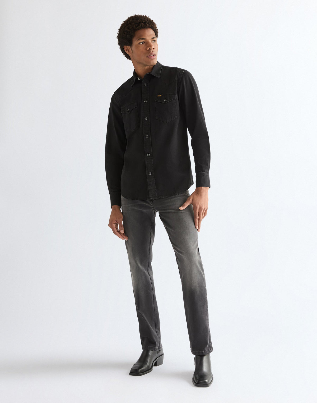 Western Shirt in Rinse Black