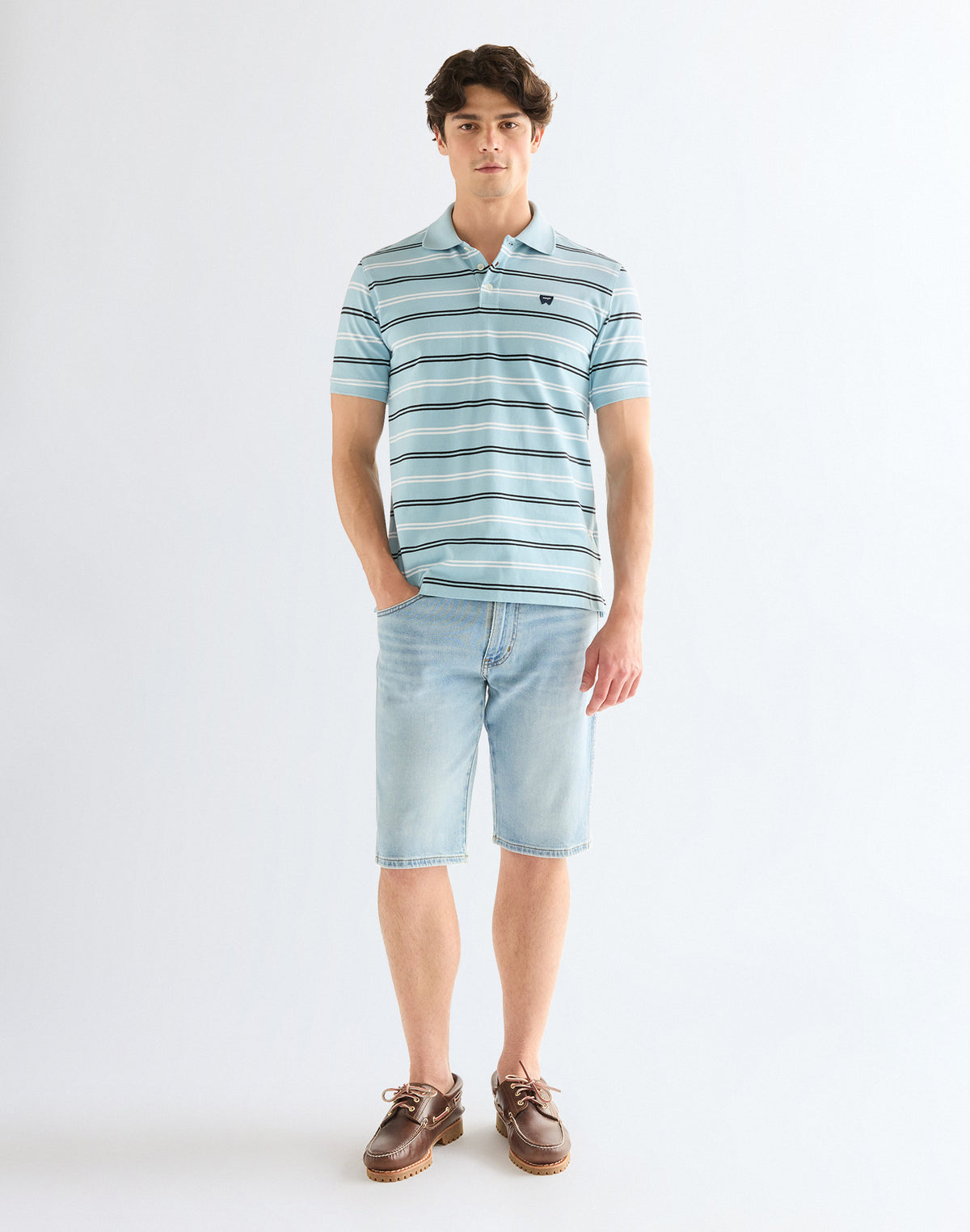 Stripe Polo Shirt in Forget Me Not