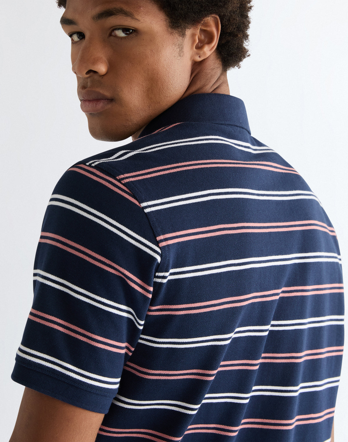 Stripe Polo Shirt in Navy