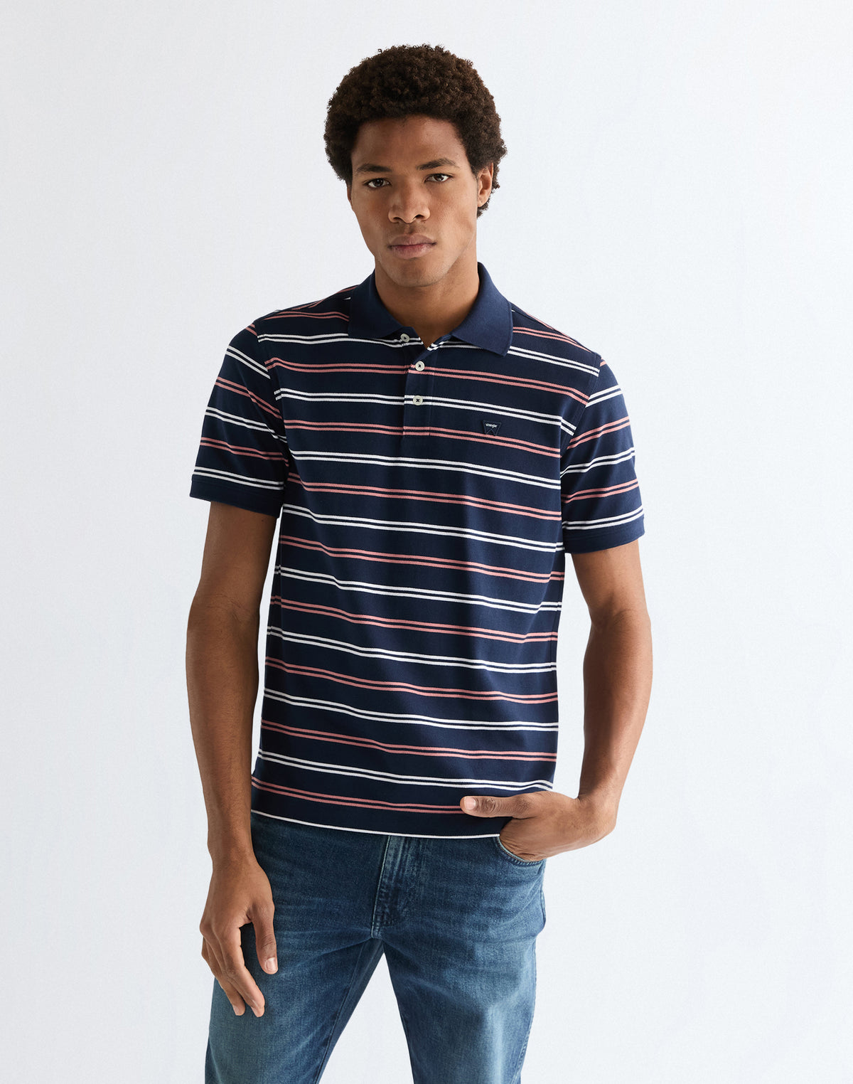 Stripe Polo Shirt in Navy
