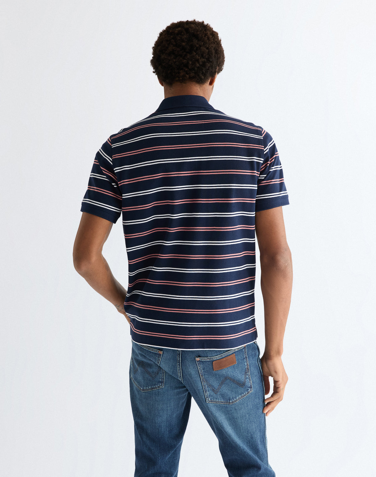 Stripe Polo Shirt in Navy