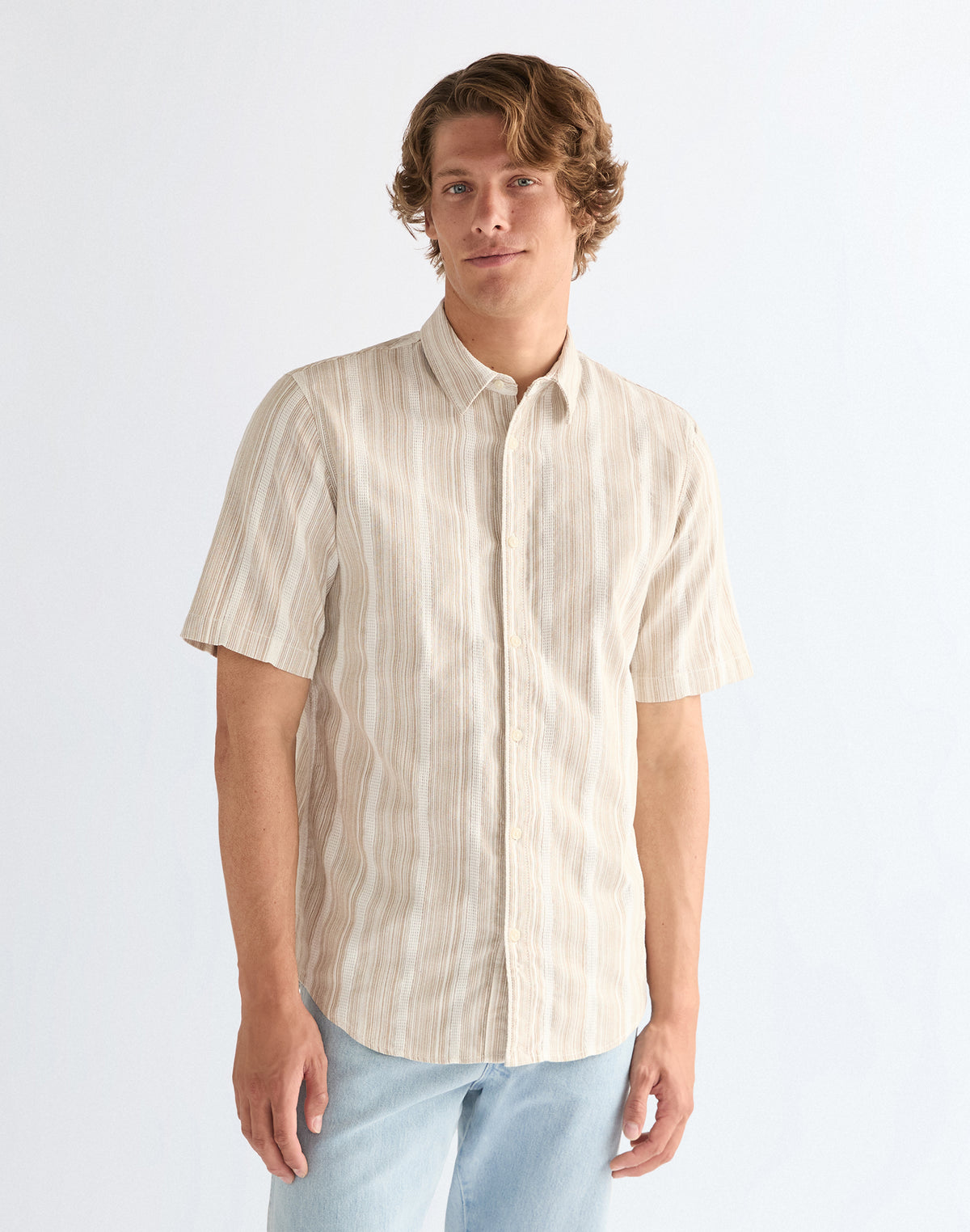 Shortsleeve Shirt in Brown White