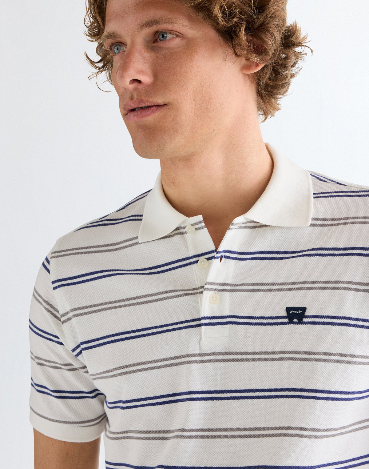 Stripe Polo Shirt in Worn White