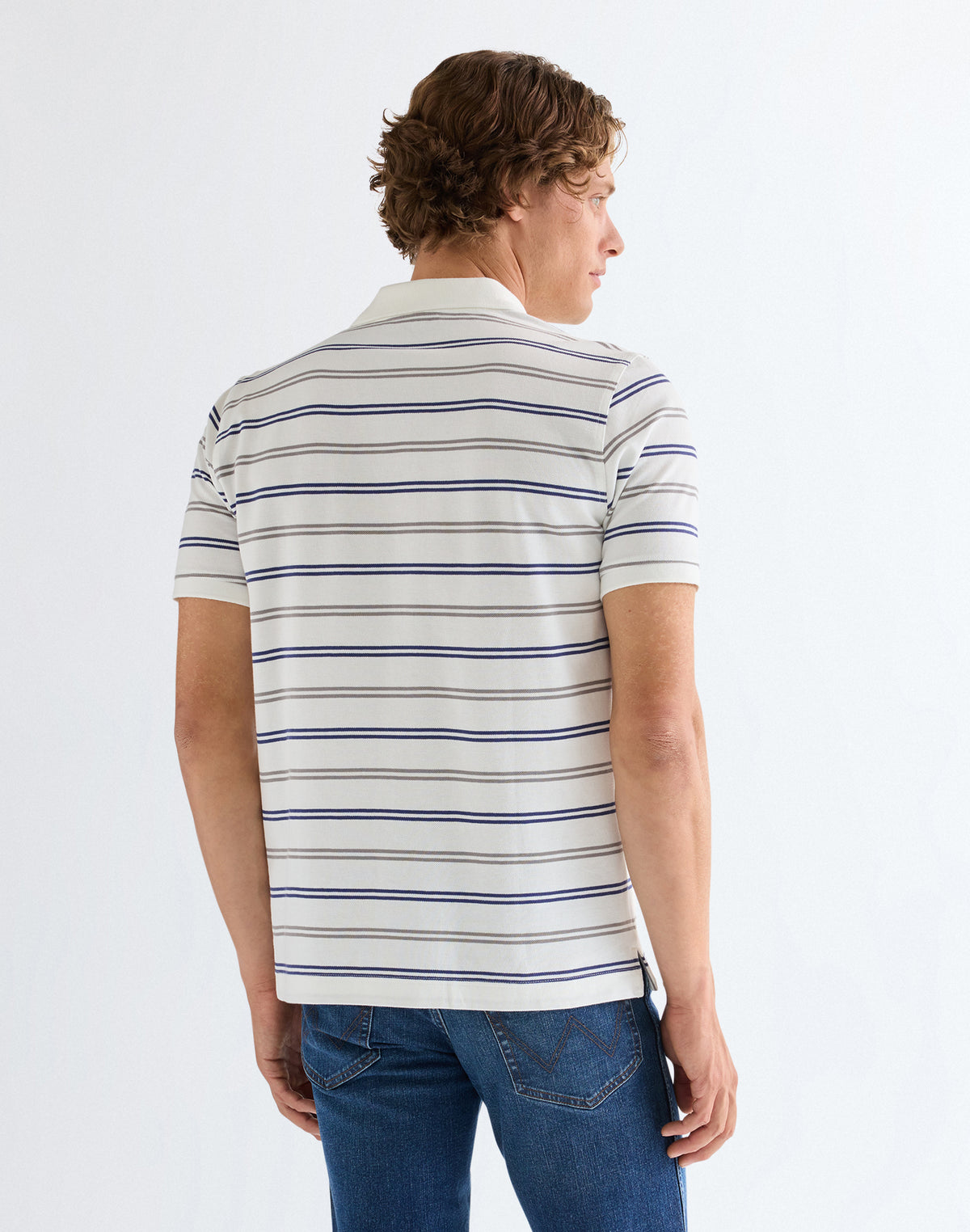 Stripe Polo Shirt in Worn White