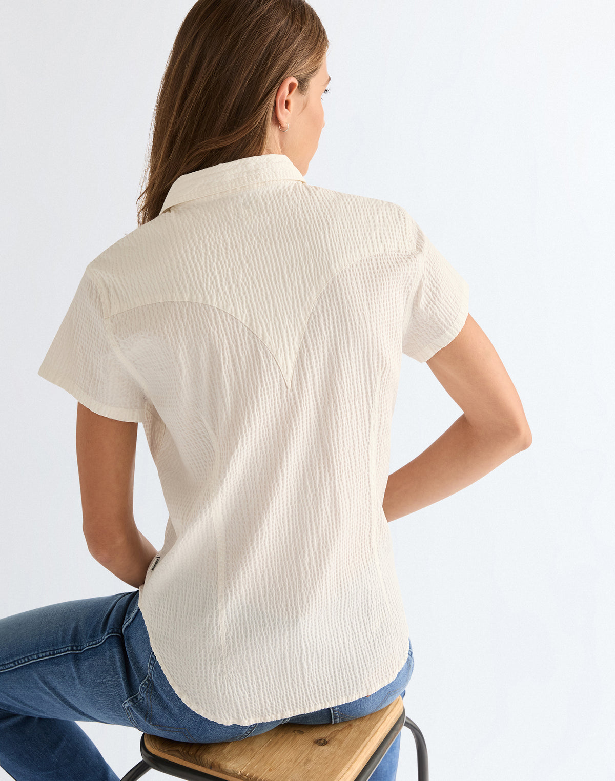 Shortsleeve Stylized Western in Egret