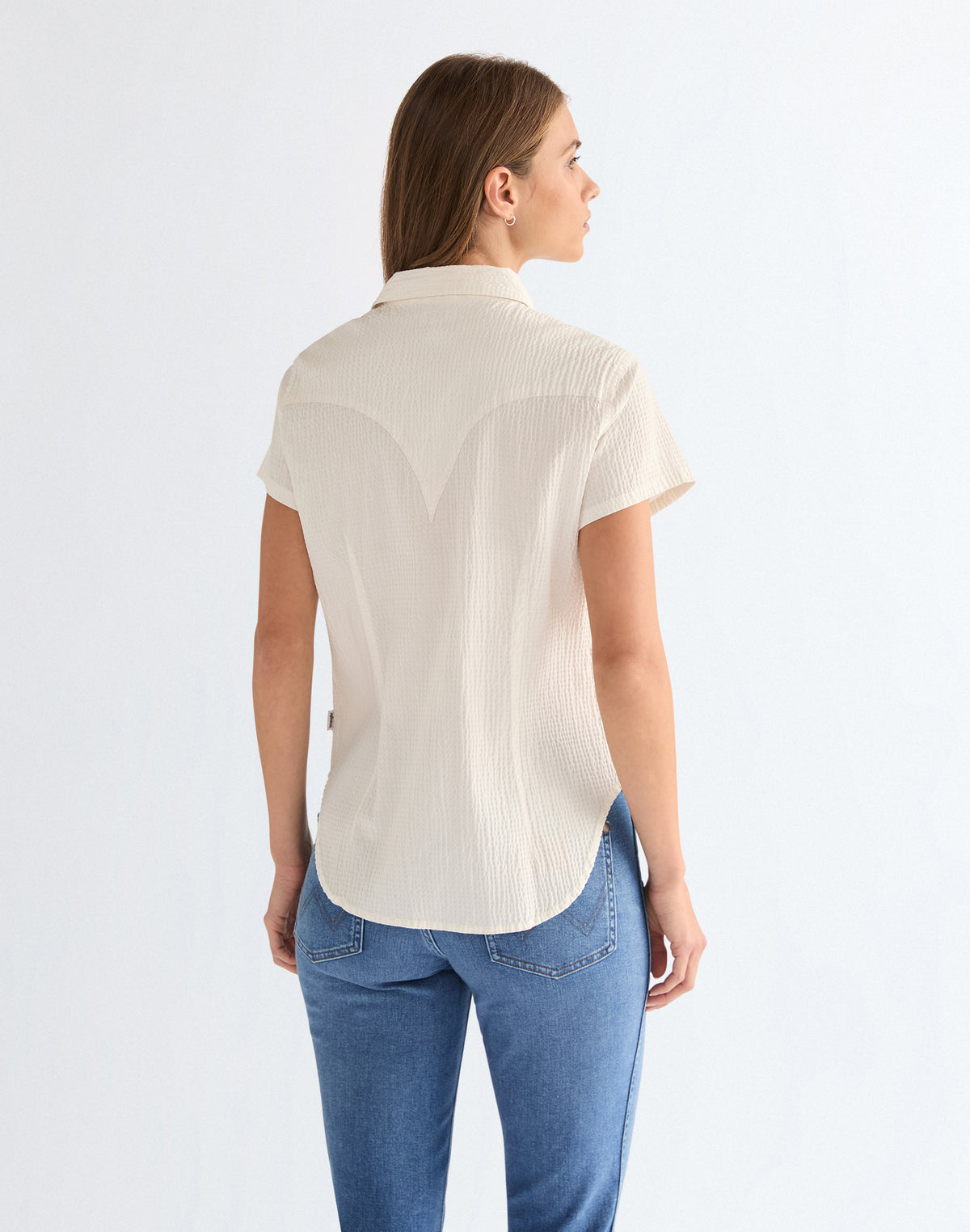 Shortsleeve Stylized Western in Egret