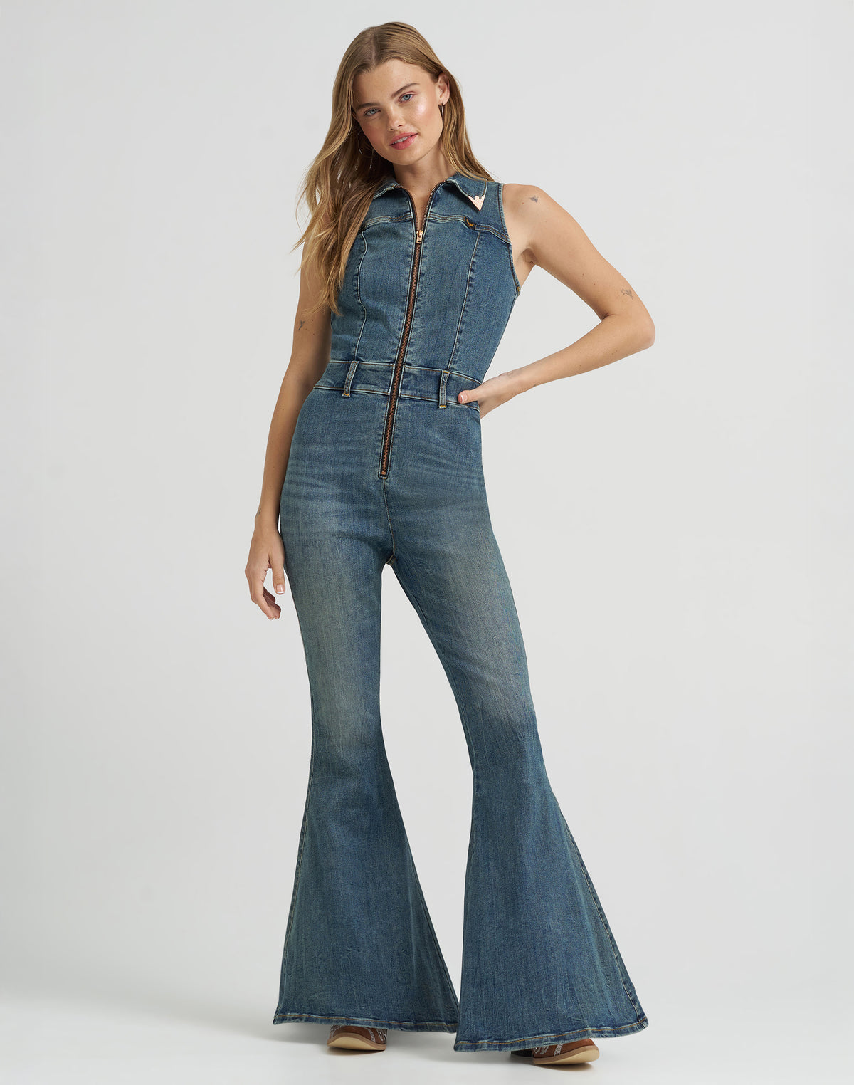 Denim Catsuit in Denim