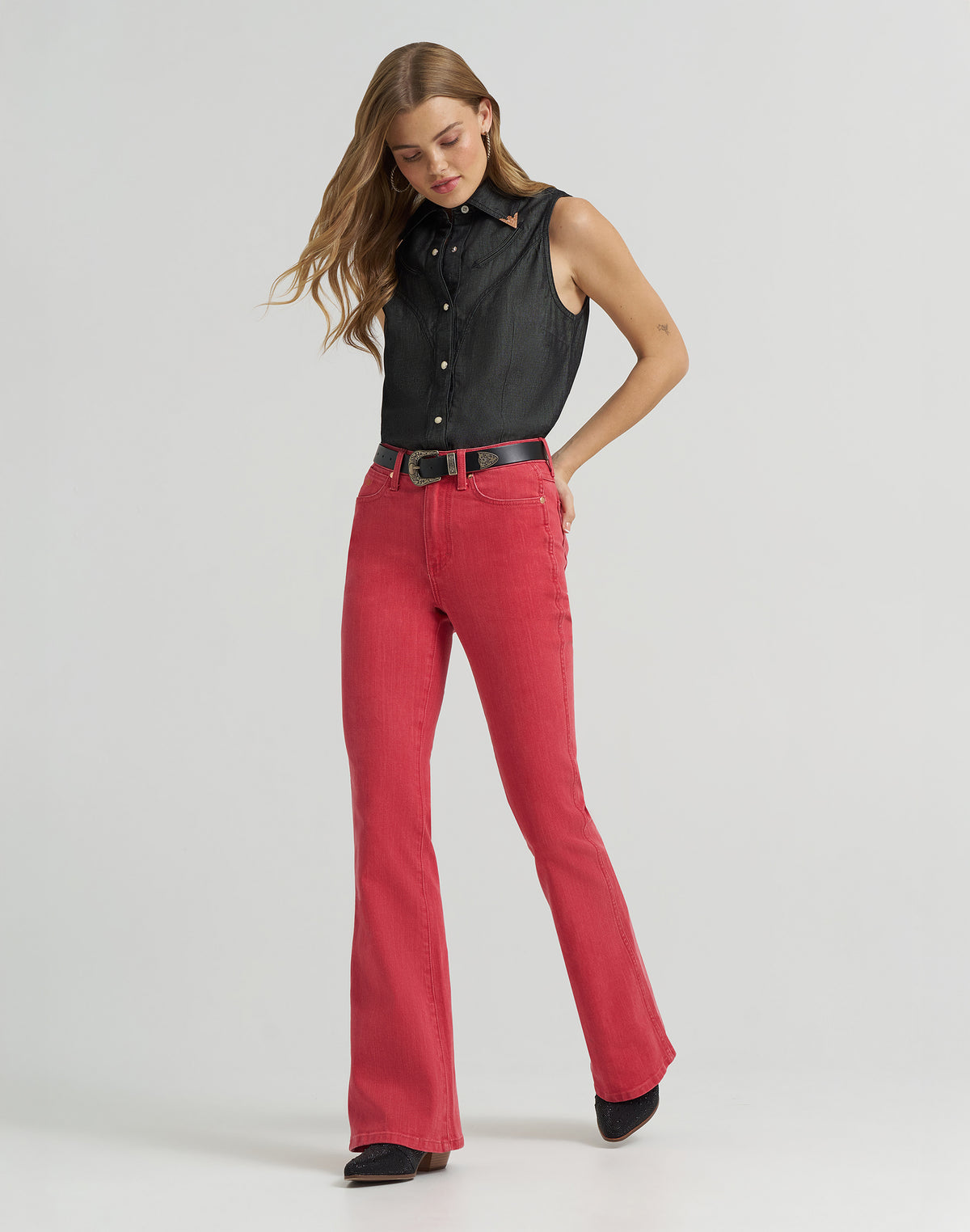 Lainey Flare in Washed Red