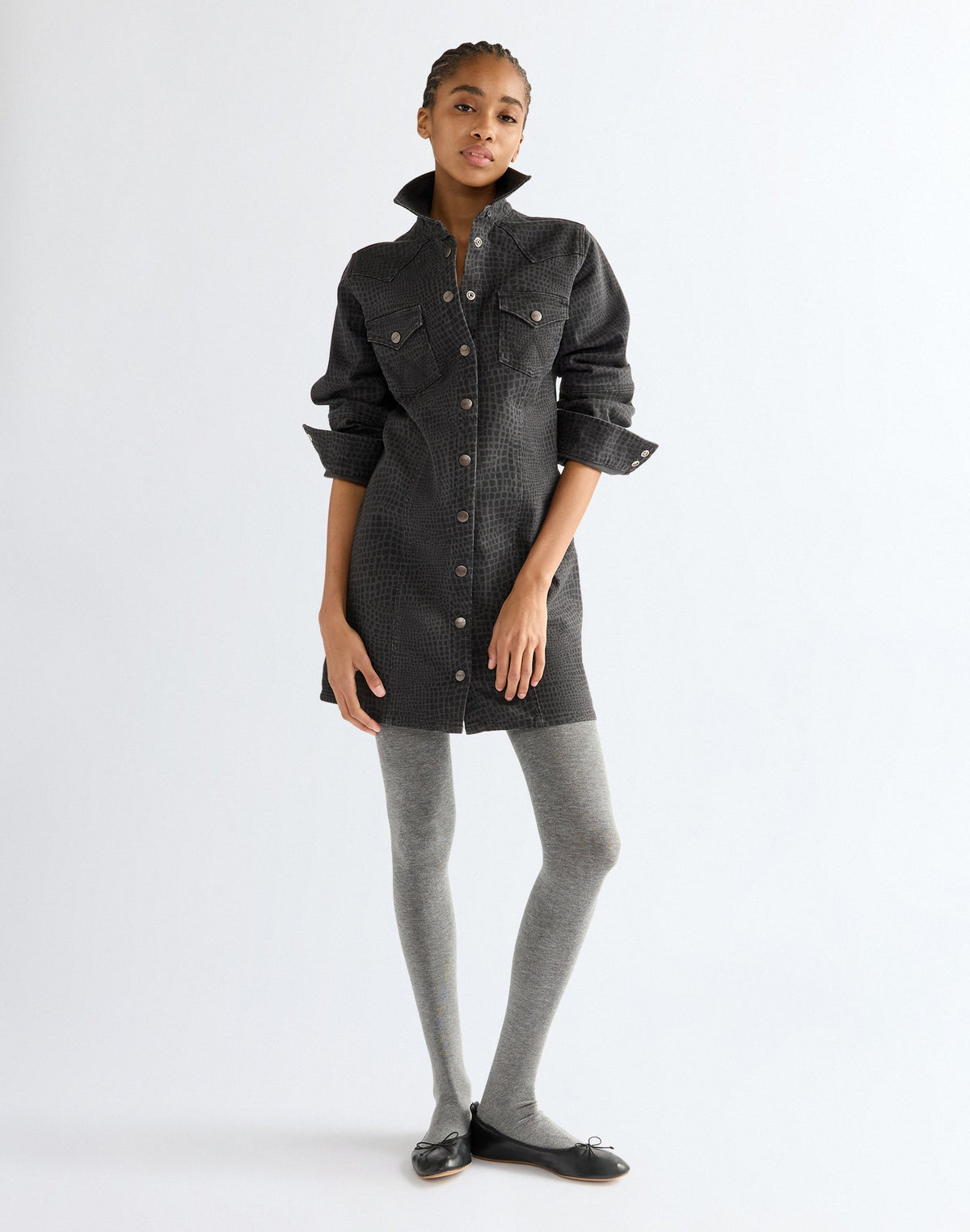 Minikleid Barrel Sleeve in Croc Print