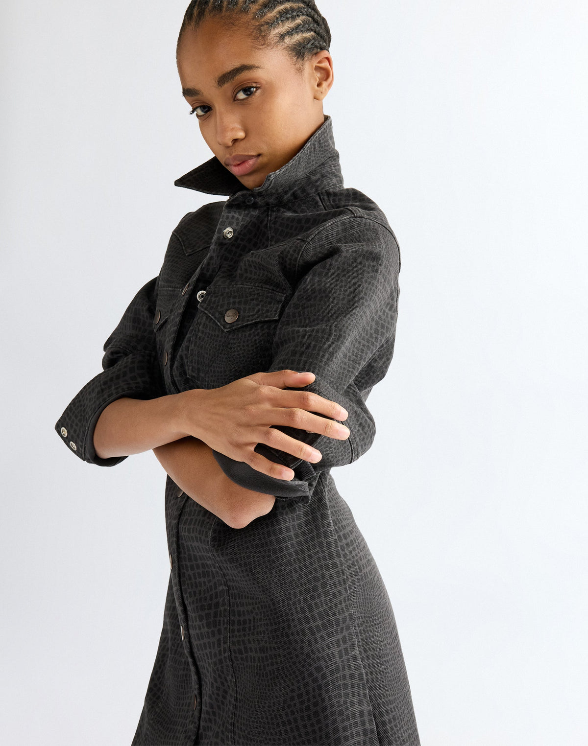 Minikleid Barrel Sleeve in Croc Print
