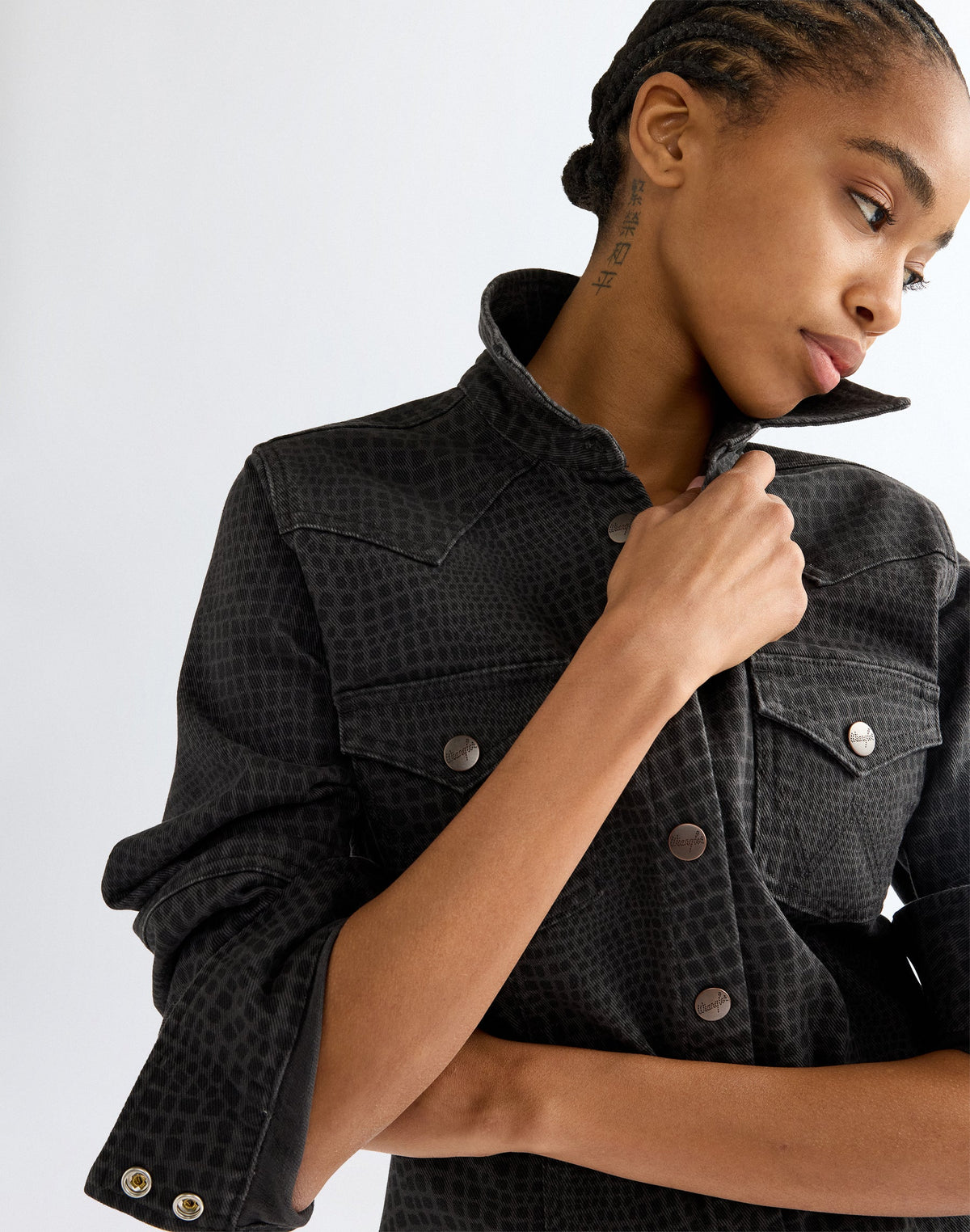 Minikleid Barrel Sleeve in Croc Print