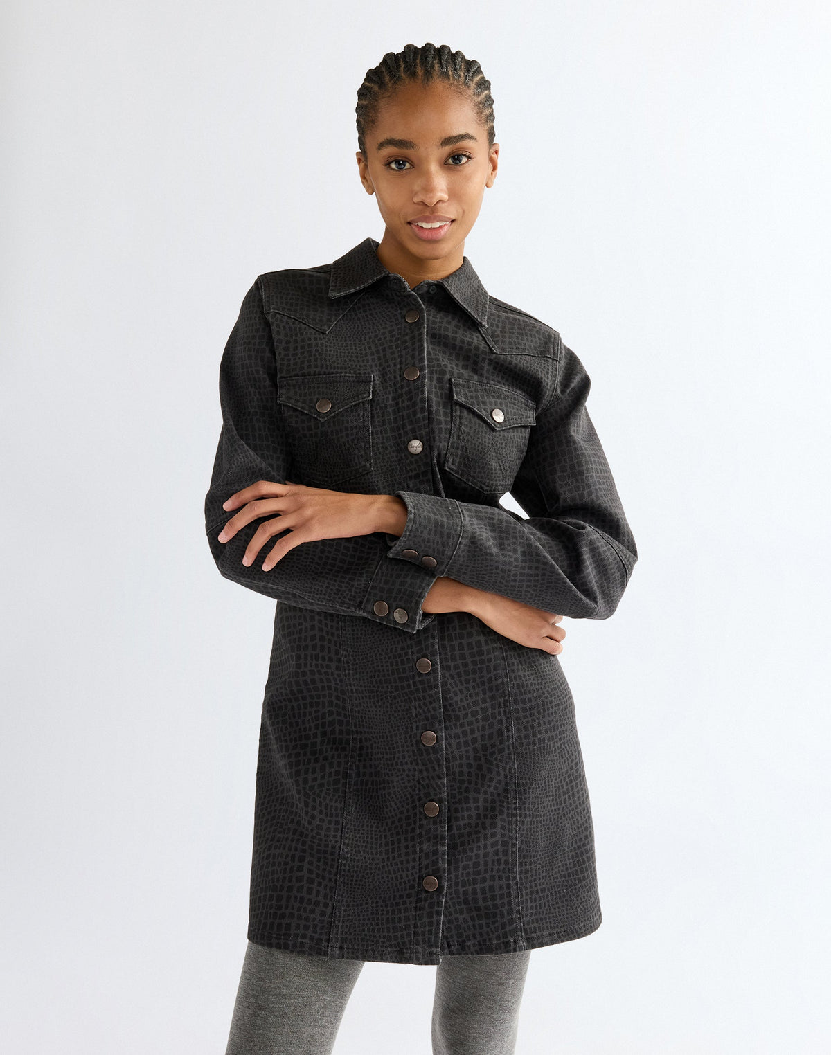 Minikleid Barrel Sleeve in Croc Print