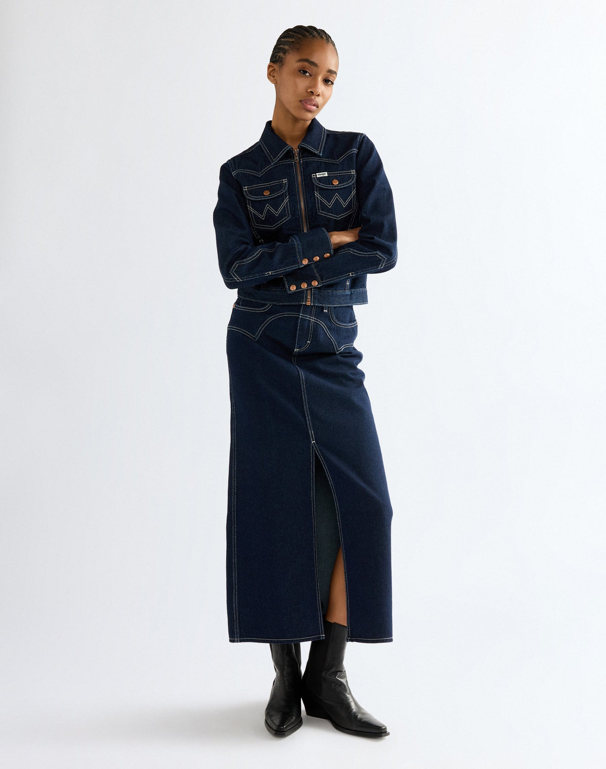 Jeansrock Western Midi in Dark Orbit