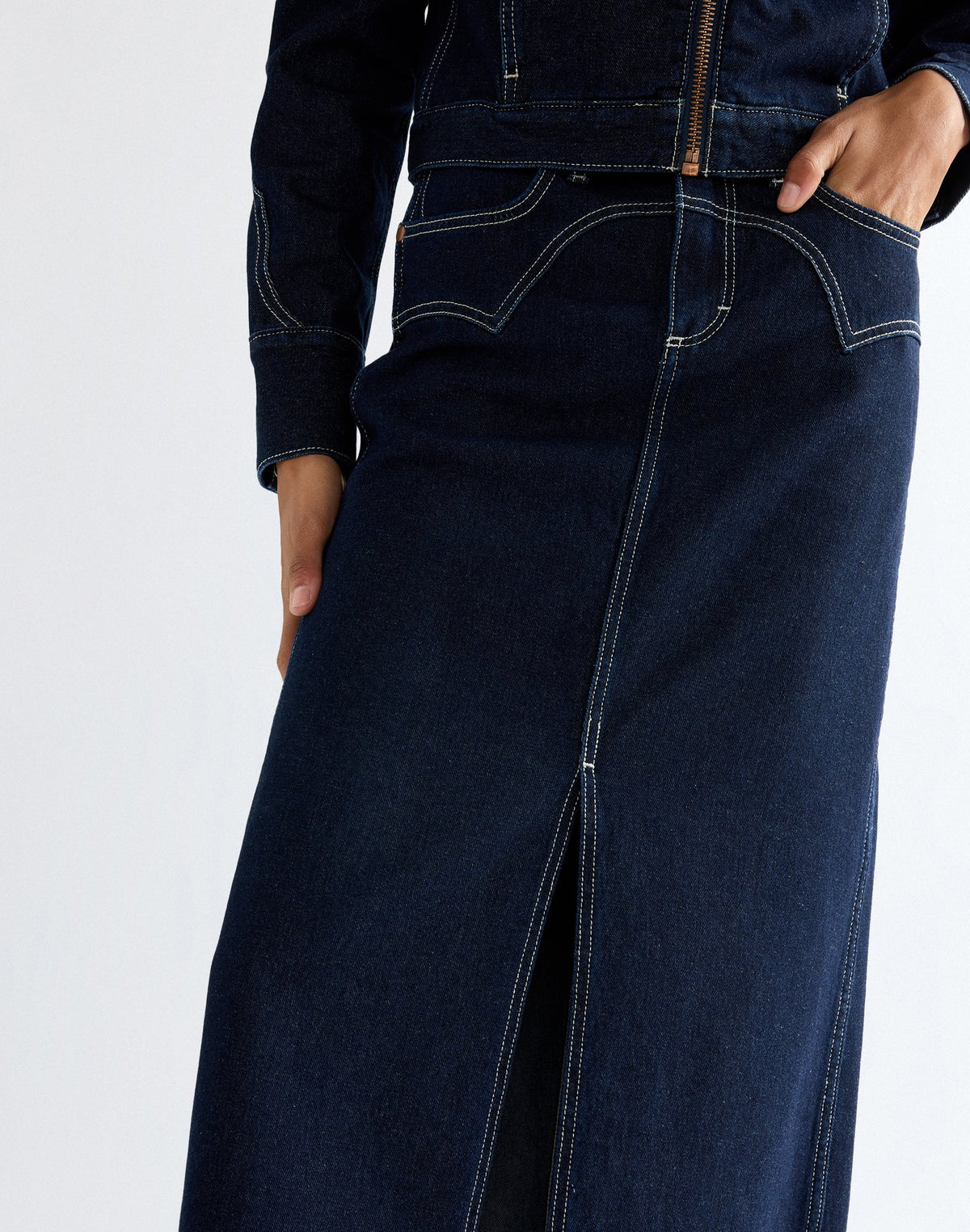 Jeansrock Western Midi in Dark Orbit