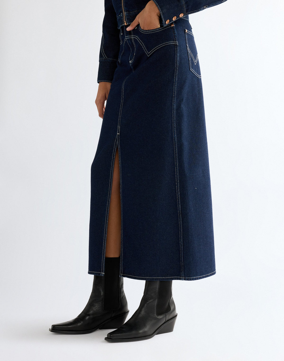 Jeansrock Western Midi in Dark Orbit