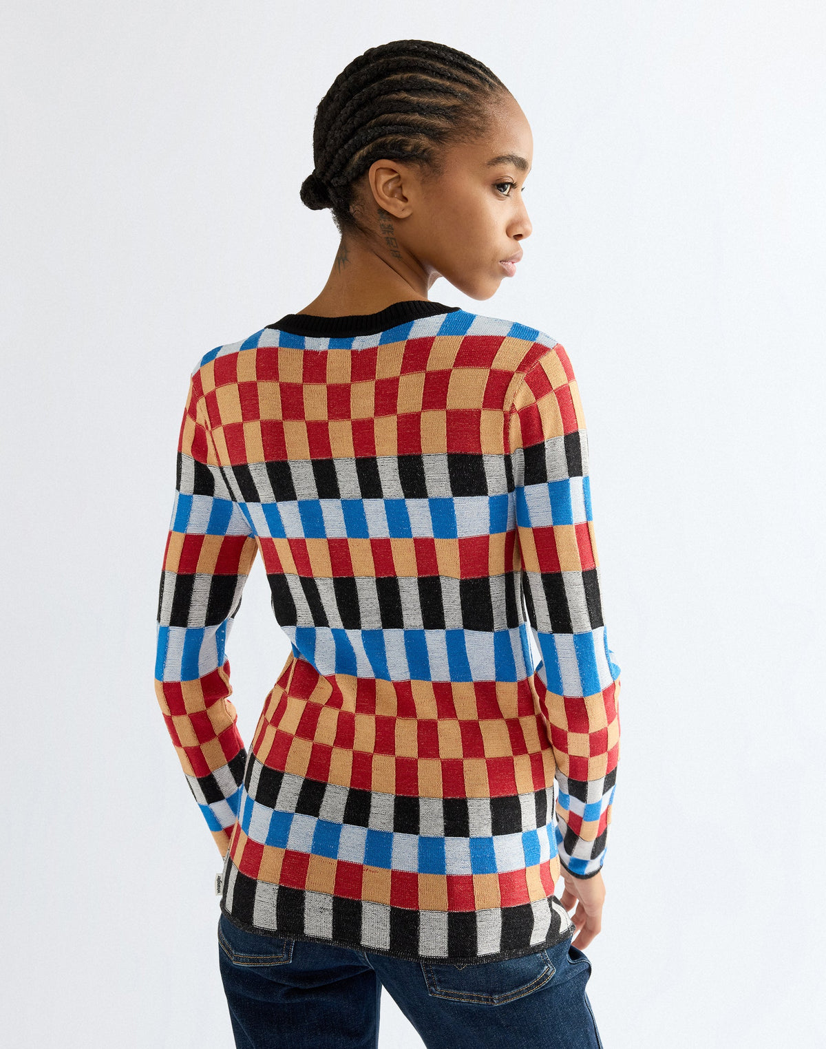 Pullover Knit Crew in Starting Line Check