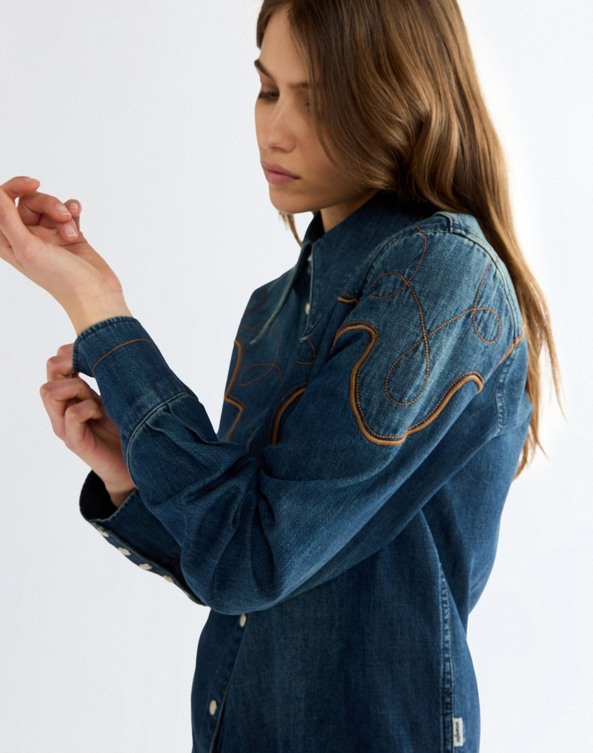 Jeanshemd Western Yoke in Saloon Shadow