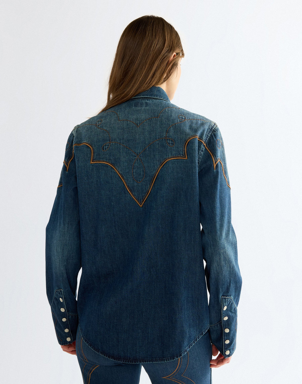 Jeanshemd Western Yoke in Saloon Shadow