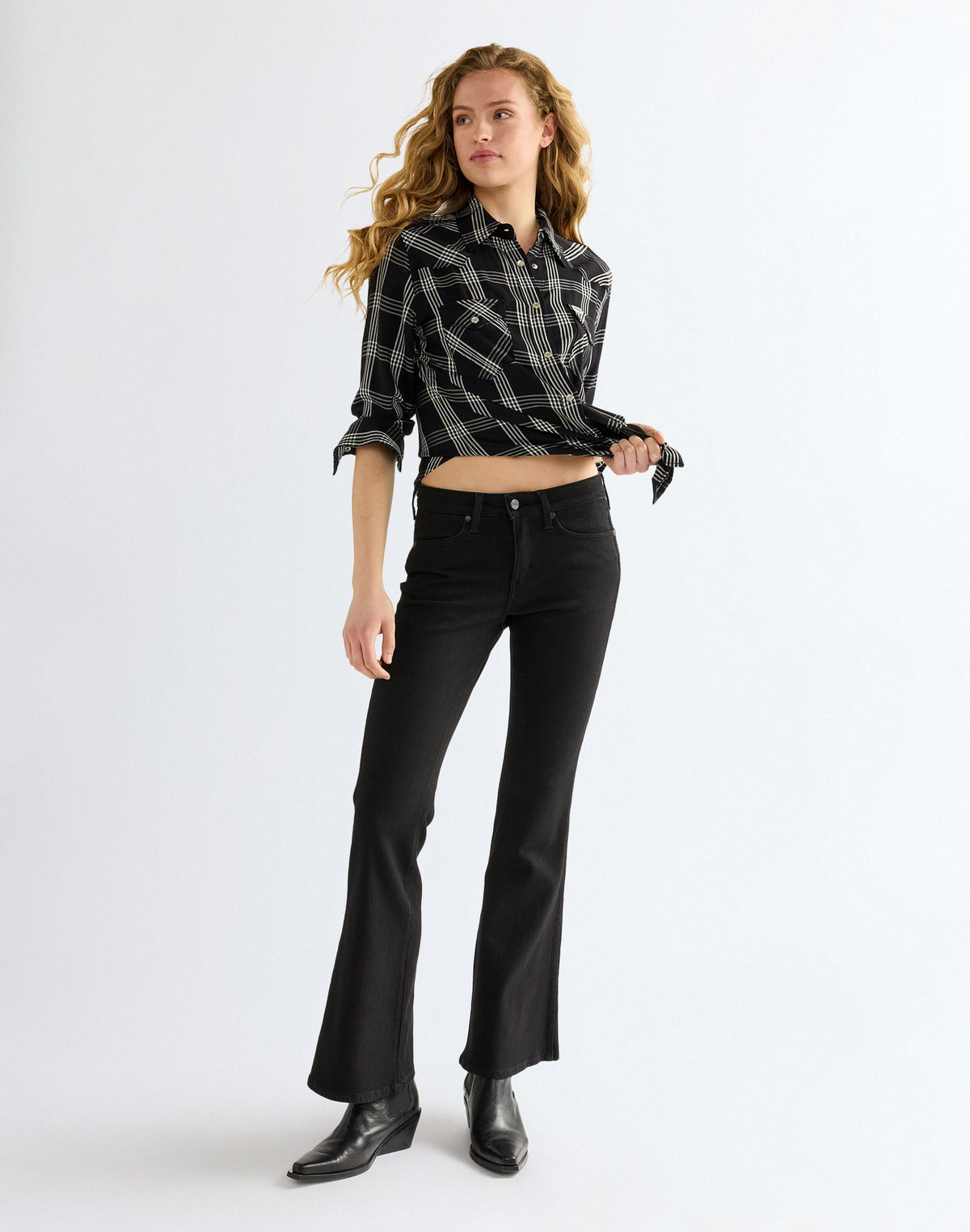 Langarmhemd Western in Black