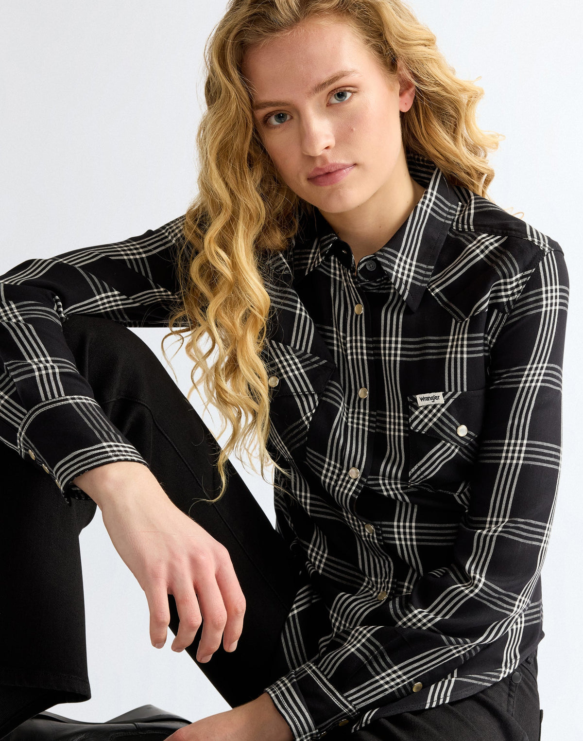 Langarmhemd Western in Black
