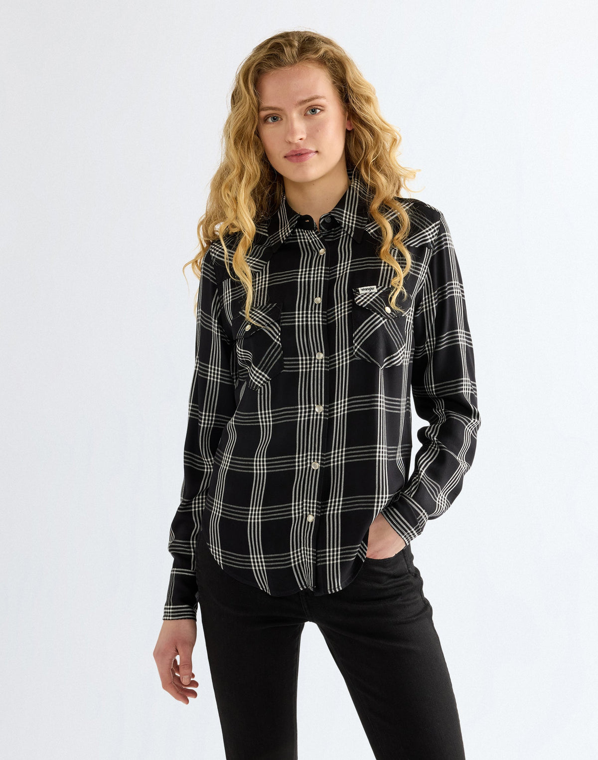 Langarmhemd Western in Black
