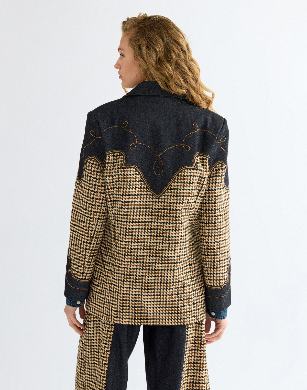 Jeansjacke Houndstooth in Rinse