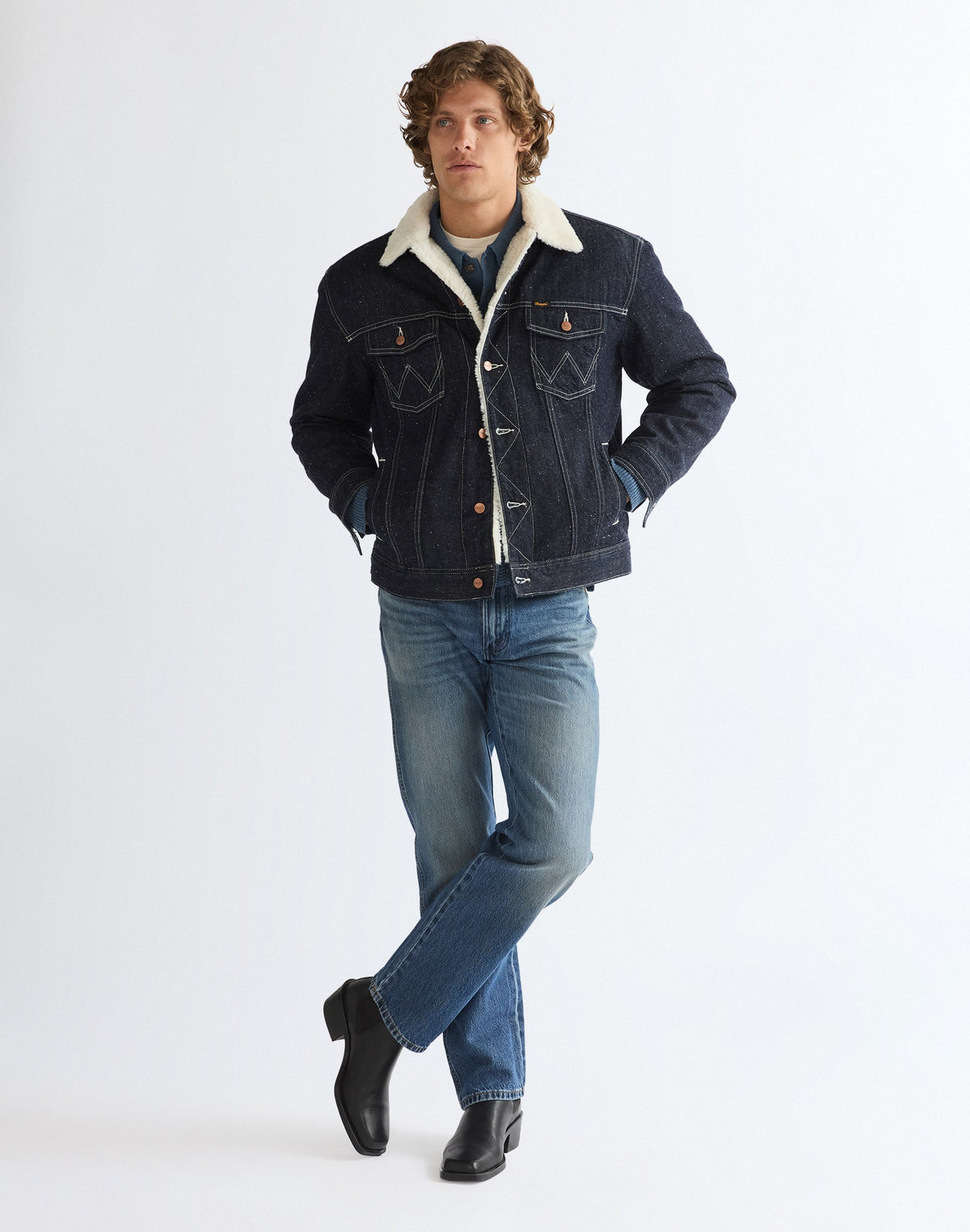 Jeansjacke Sherpa Anti Fit in Night Sky