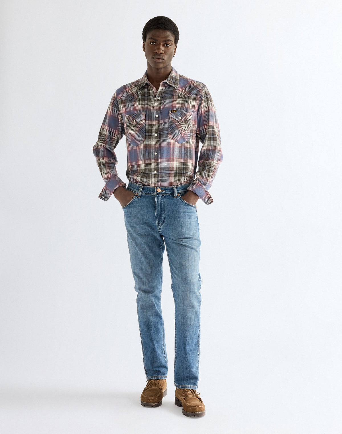 Langarmhemd Western in Soft Brown